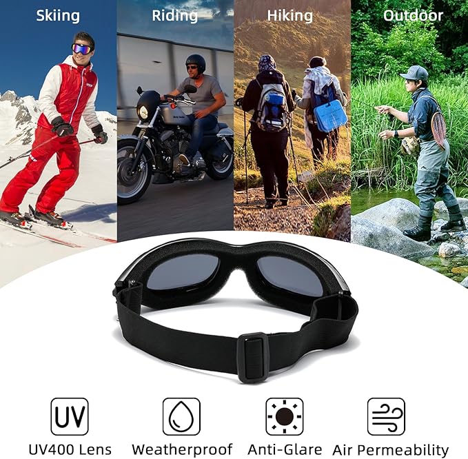 Motorcycle Goggles, Anti-UV Windproof Dustproof Dirt Bike ATV Ski Goggles