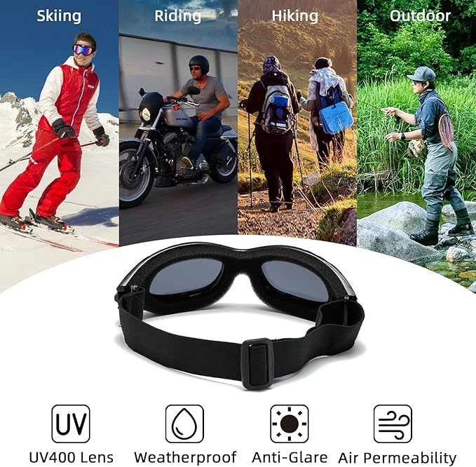 Motorcycle Goggles, Anti-UV Windproof Dustproof Dirt Bike ATV Ski Goggles