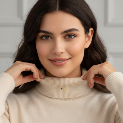 Initial Necklace with Heart Birthstone – Custom Handcrafted Jewellery