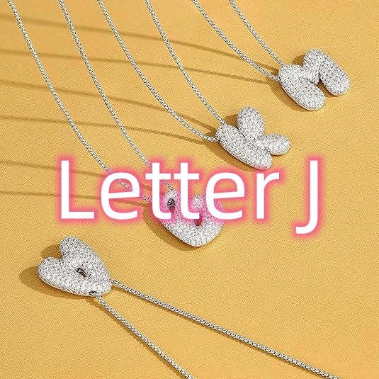 Brass Zircon Balloon English Letter Necklace
