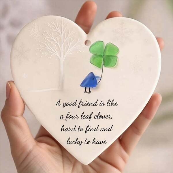 Heart-Shaped Sea Glass Friendship Decor🌊✨ Shaped by Nature & Crafted by Hand💝