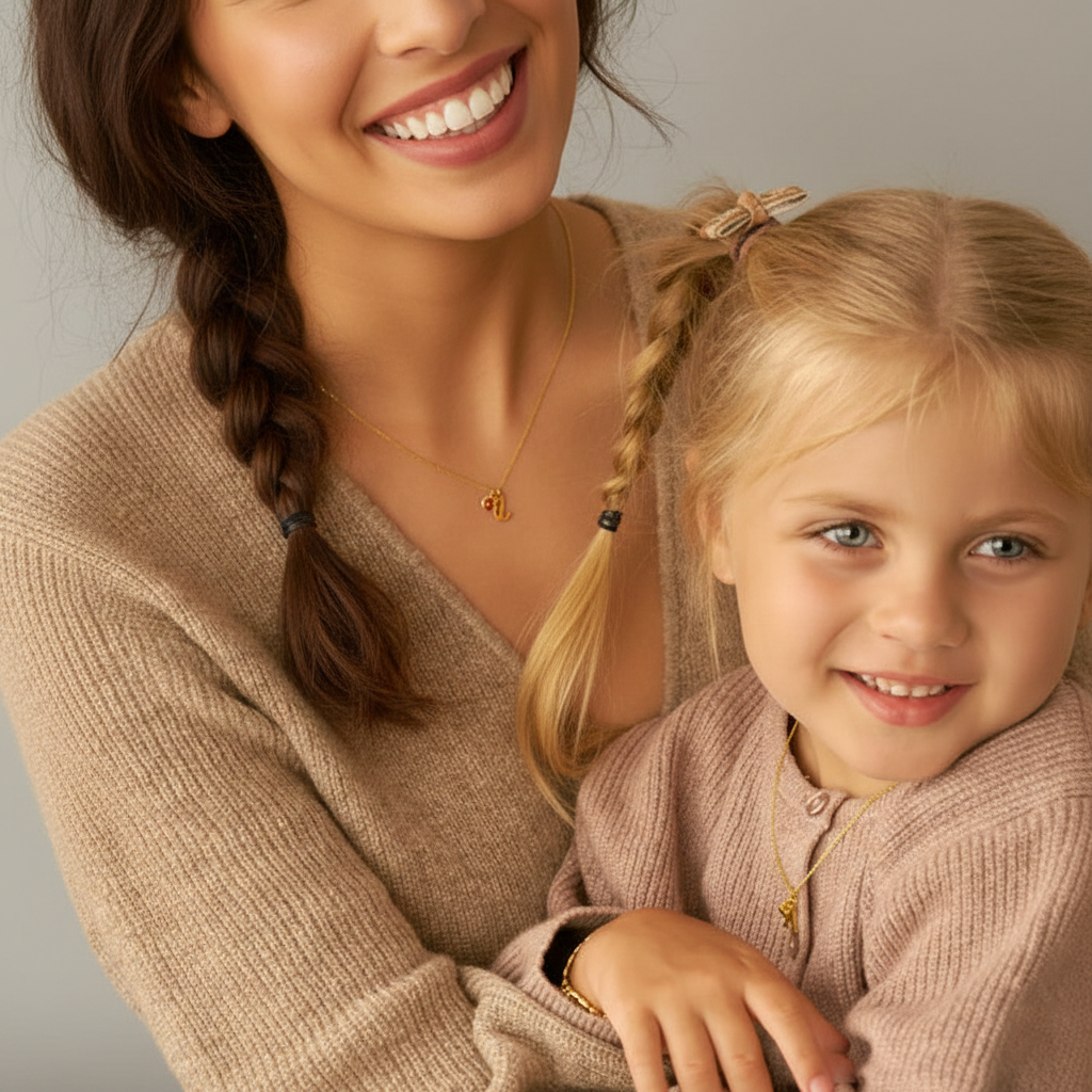 Initial Necklace with Heart Birthstone – Custom Handcrafted Jewellery