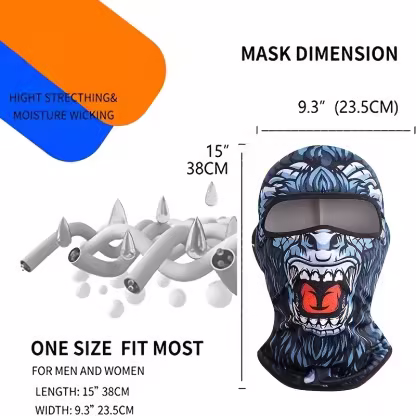 Men's Quick-Dry Cycling Balaclava - 3D Monster Graphic Breathable Mask