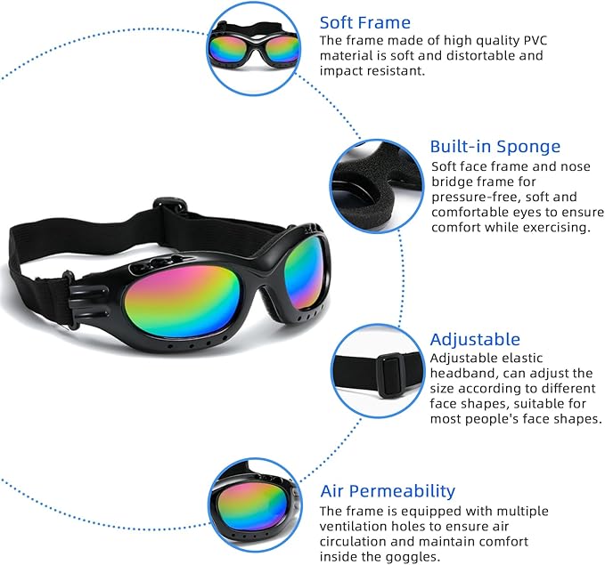 Motorcycle Goggles, Anti-UV Windproof Dustproof Dirt Bike ATV Ski Goggles