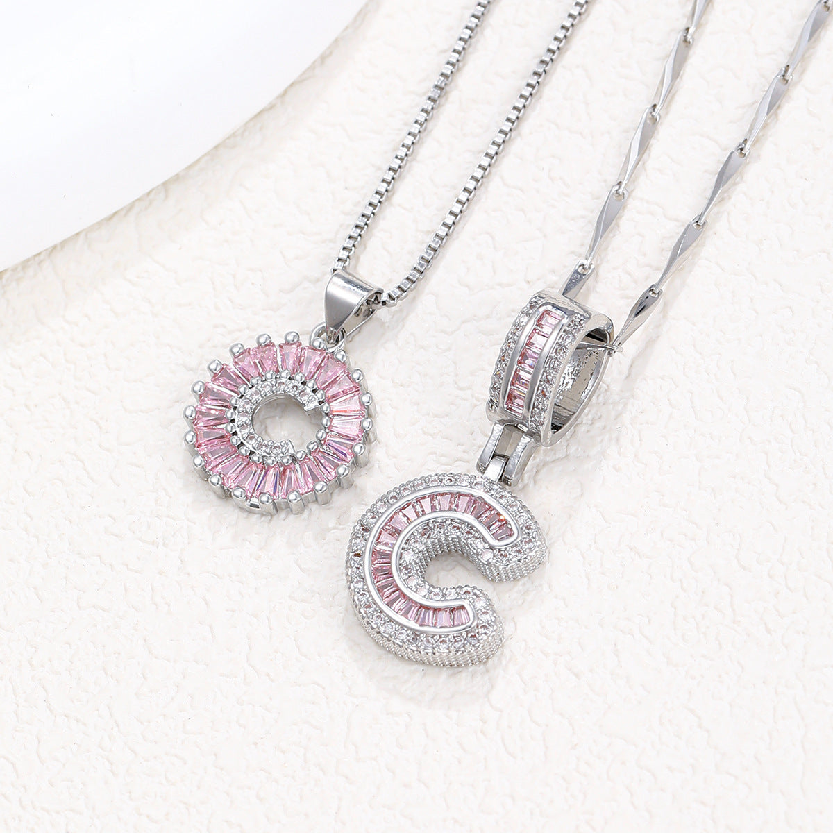 【Limit Edition Color-Pink】2 Pack - Initial Letter Pendant Necklaces