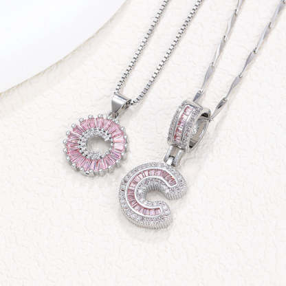 【Limit Edition Color-Pink】2 Pack - Initial Letter Pendant Necklaces