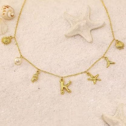 🐚Shell Starfish Initial Letter Pendant Necklaces