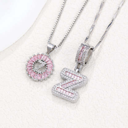 【Limit Edition Color-Pink】2 Pack - Initial Letter Pendant Necklaces