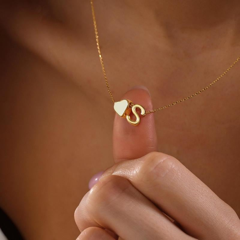 🔥🔥Tiny Initial Necklaces Golden Heart Letter A-Z
