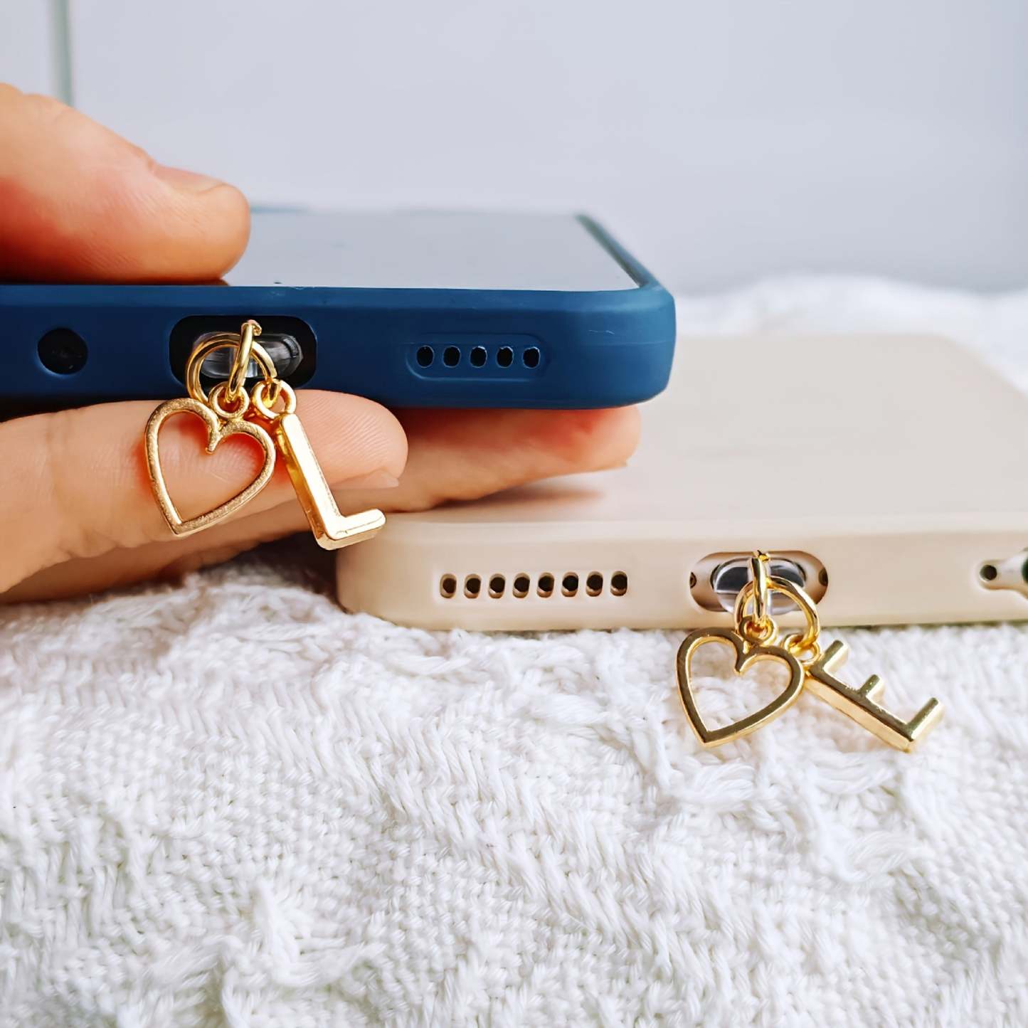 ⏰$9.99 ONLY ONE DAY🔥A-Z Letter Pendant Stylish Heart-Shaped Charging Port Dust Cover