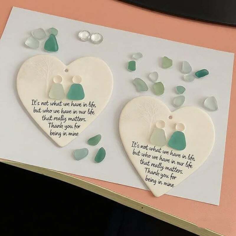 Heart-Shaped Sea Glass Friendship Decor🌊✨ Shaped by Nature & Crafted by Hand💝