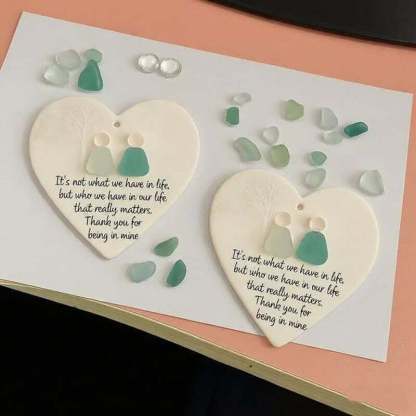 Heart-Shaped Sea Glass Friendship Decor🌊✨ Shaped by Nature & Crafted by Hand💝