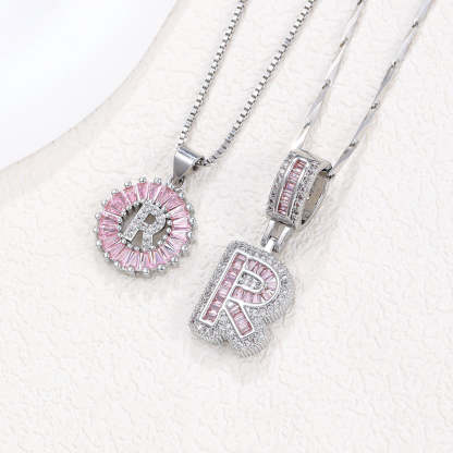 【Limit Edition Color-Pink】2 Pack - Initial Letter Pendant Necklaces