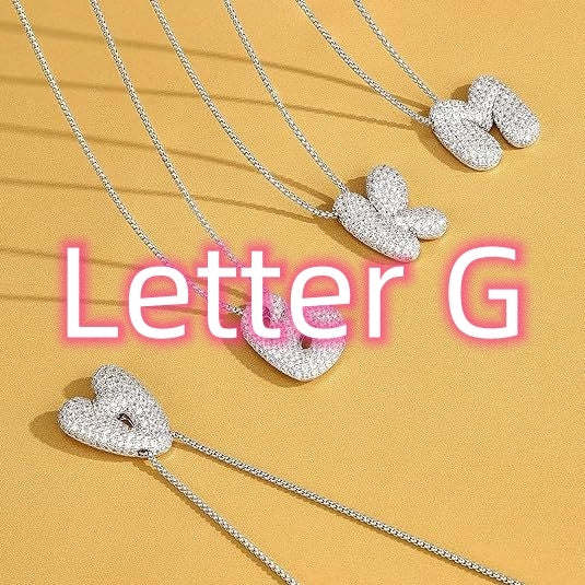 Brass Zircon Balloon English Letter Necklace
