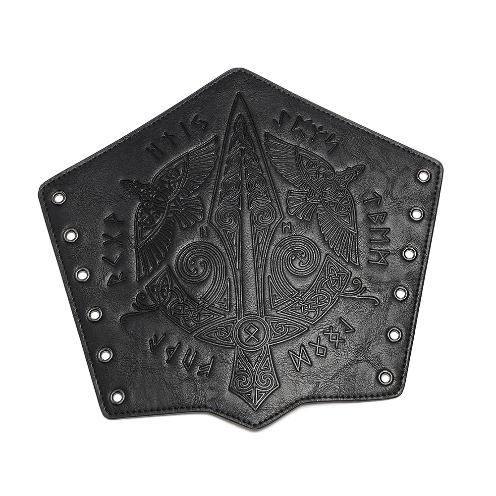 Viking Celtic Embossed Leather Bracers