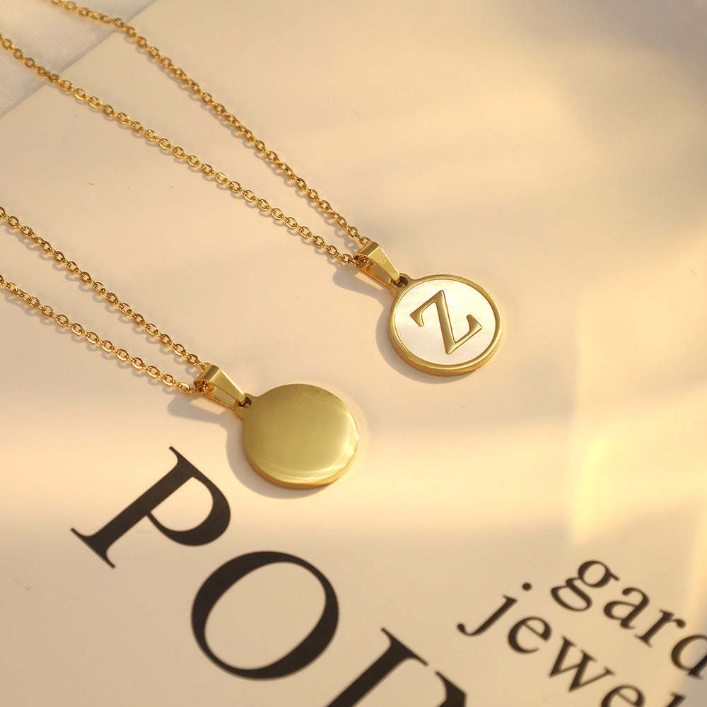 A-Z Letter Charms Round Enamel Alphabet Initial Necklace