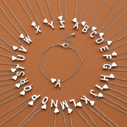 🔥🔥Tiny Initial Necklaces Golden Heart Letter A-Z