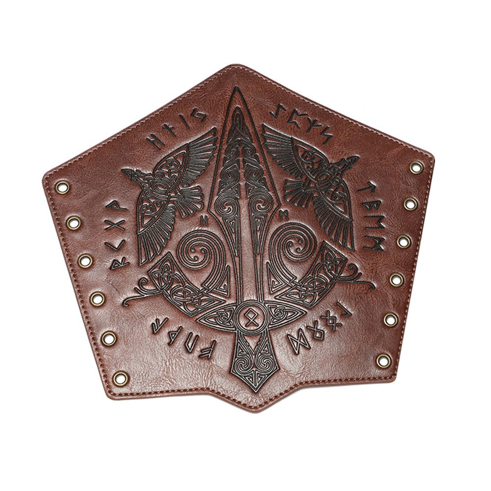 Viking Celtic Embossed Leather Bracers
