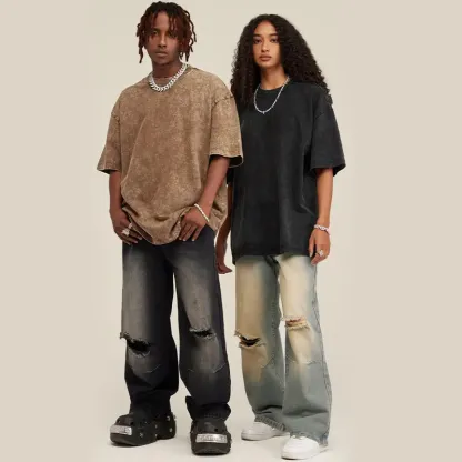 🔥Last Day Discount 49% OFF🔥1/3/4 Pack Oversized T Shirts Acid Washed Unisex Tee