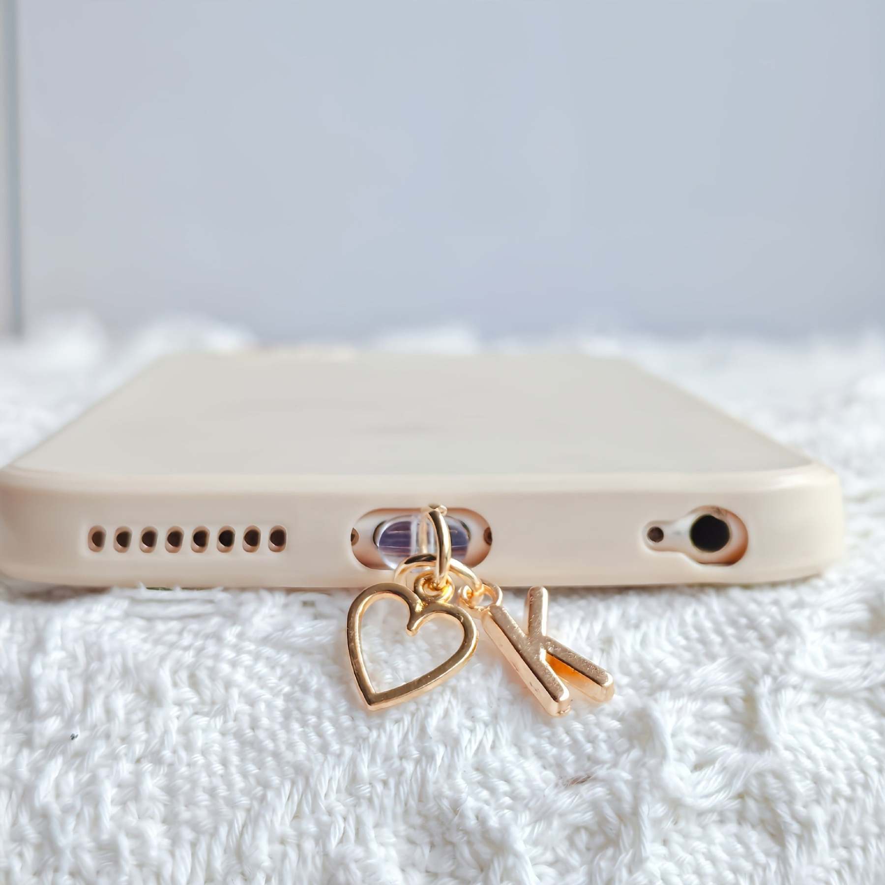 ⏰$9.99 ONLY ONE DAY🔥A-Z Letter Pendant Stylish Heart-Shaped Charging Port Dust Cover