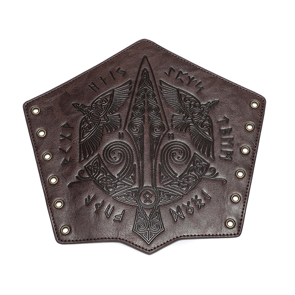 Viking Celtic Embossed Leather Bracers