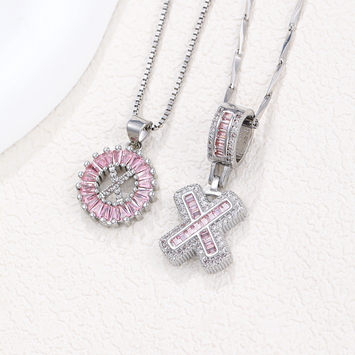 【Limit Edition Color-Pink】2 Pack - Initial Letter Pendant Necklaces