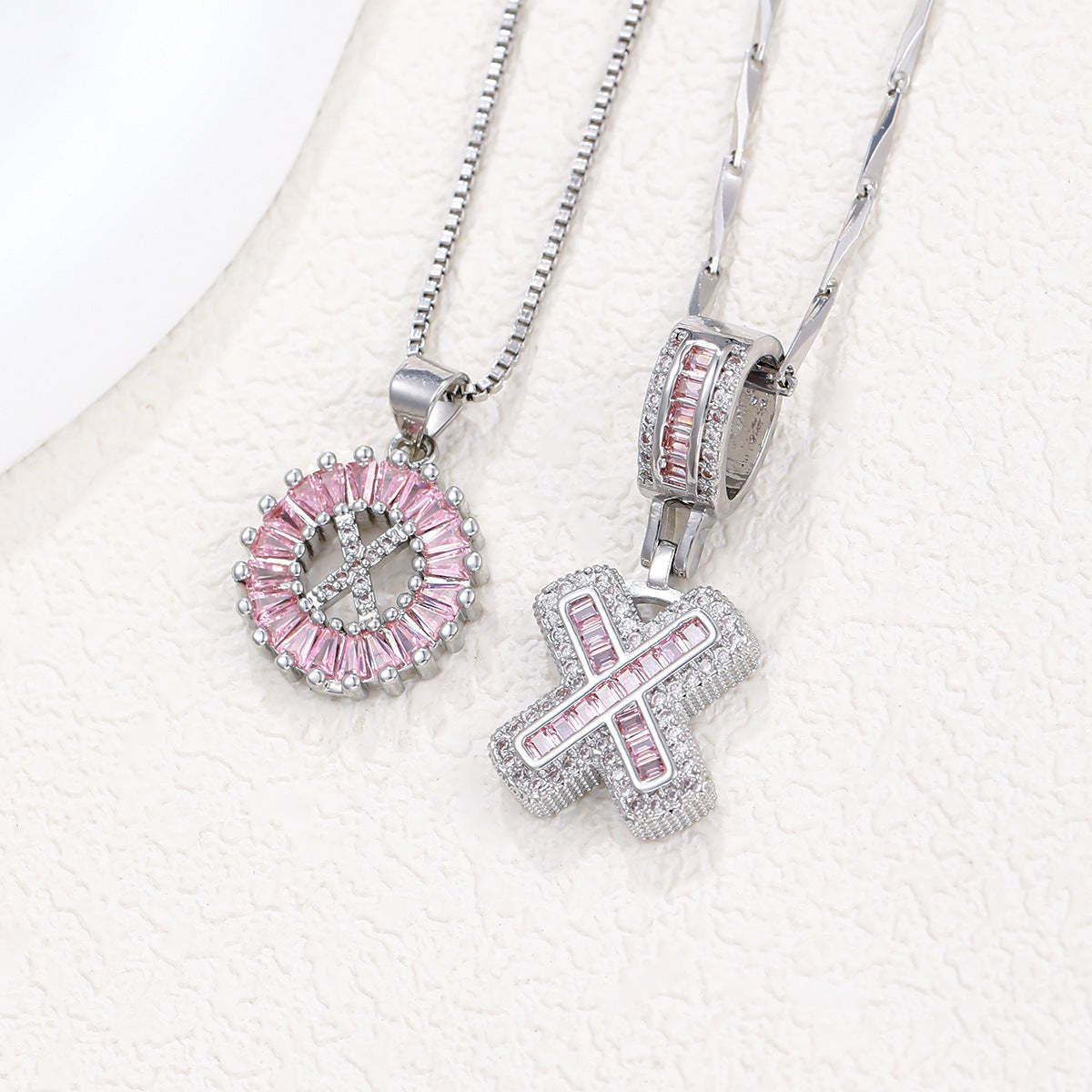 【Limit Edition Color-Pink】2 Pack - Initial Letter Pendant Necklaces
