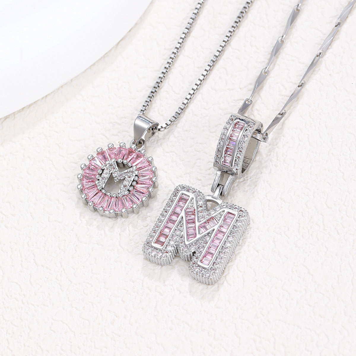 【Limit Edition Color-Pink】2 Pack - Initial Letter Pendant Necklaces