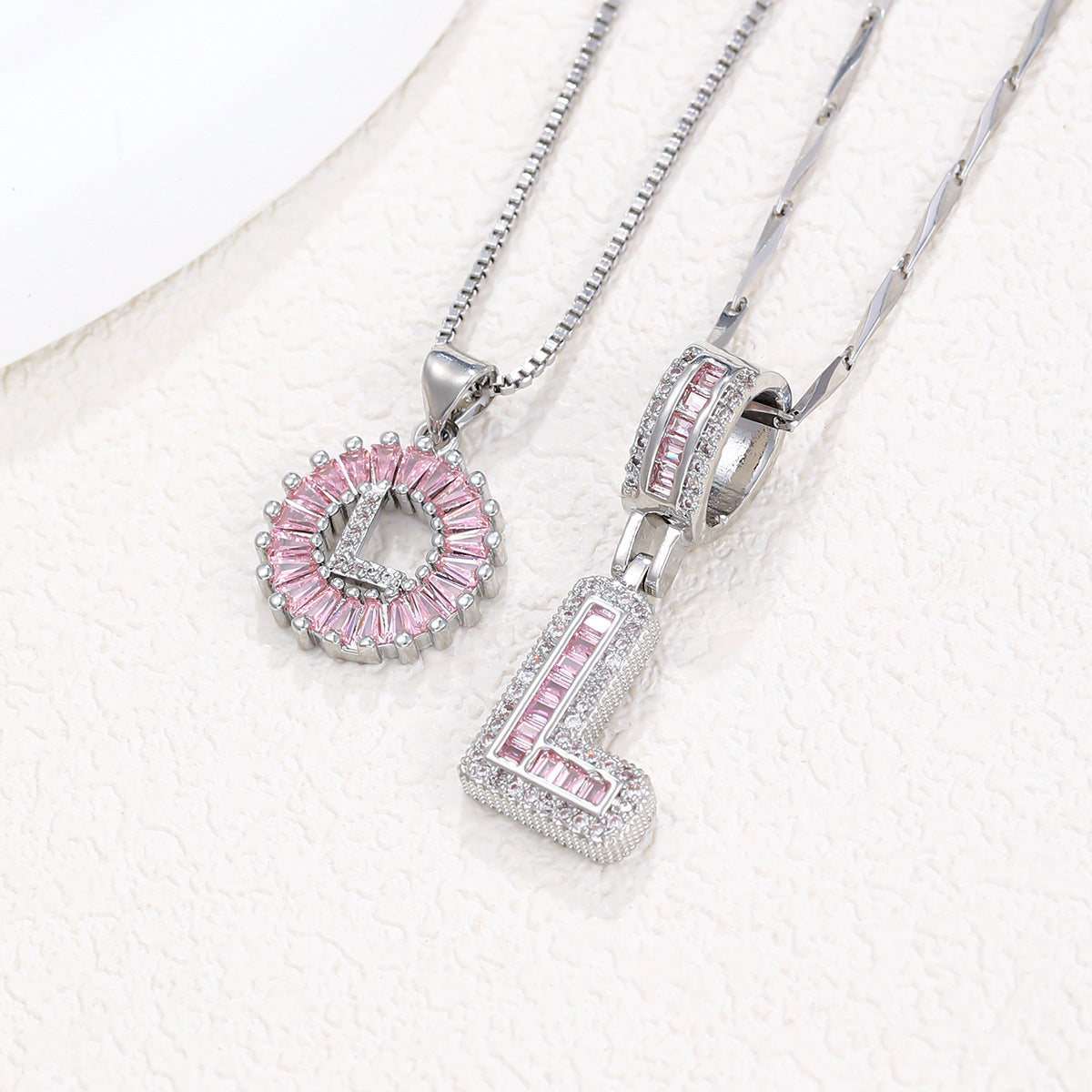【Limit Edition Color-Pink】2 Pack - Initial Letter Pendant Necklaces