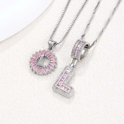 【Limit Edition Color-Pink】2 Pack - Initial Letter Pendant Necklaces