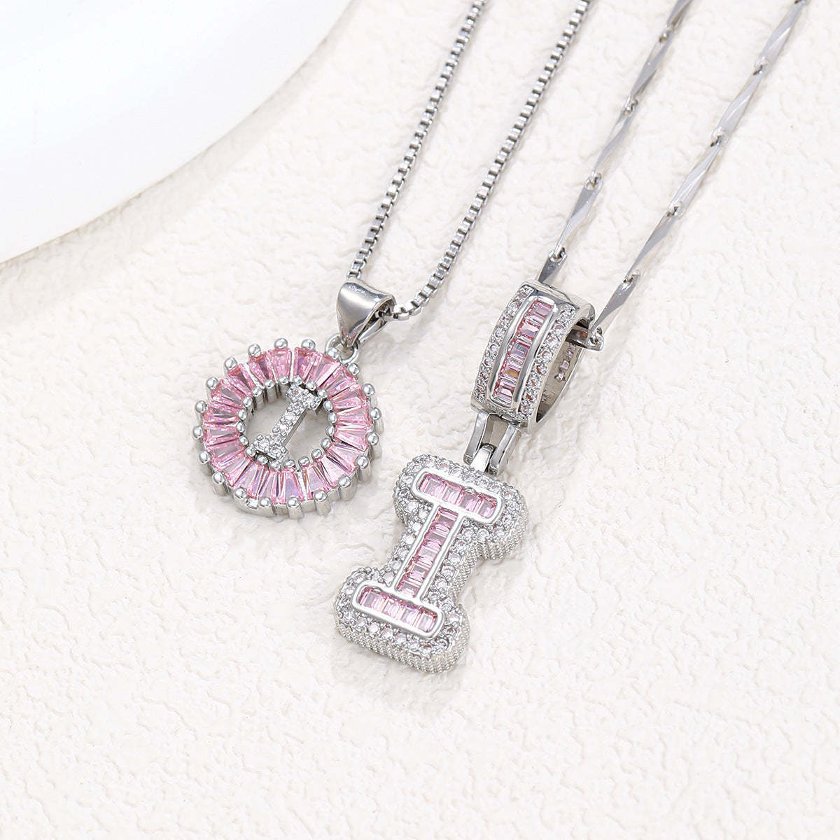 【Limit Edition Color-Pink】2 Pack - Initial Letter Pendant Necklaces