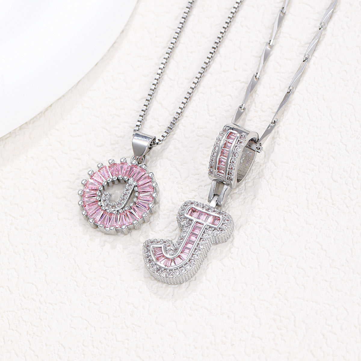 【Limit Edition Color-Pink】2 Pack - Initial Letter Pendant Necklaces