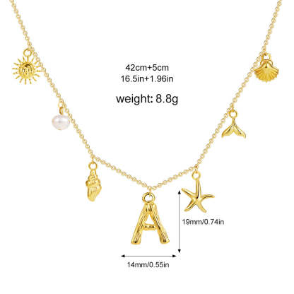 🐚Shell Starfish Initial Letter Pendant Necklaces