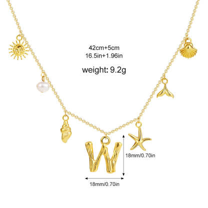 🐚Shell Starfish Initial Letter Pendant Necklaces