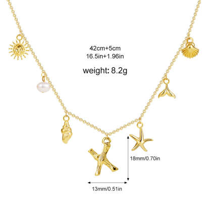 🐚Shell Starfish Initial Letter Pendant Necklaces