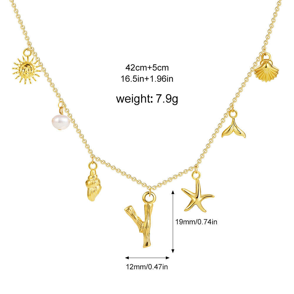 🐚Shell Starfish Initial Letter Pendant Necklaces