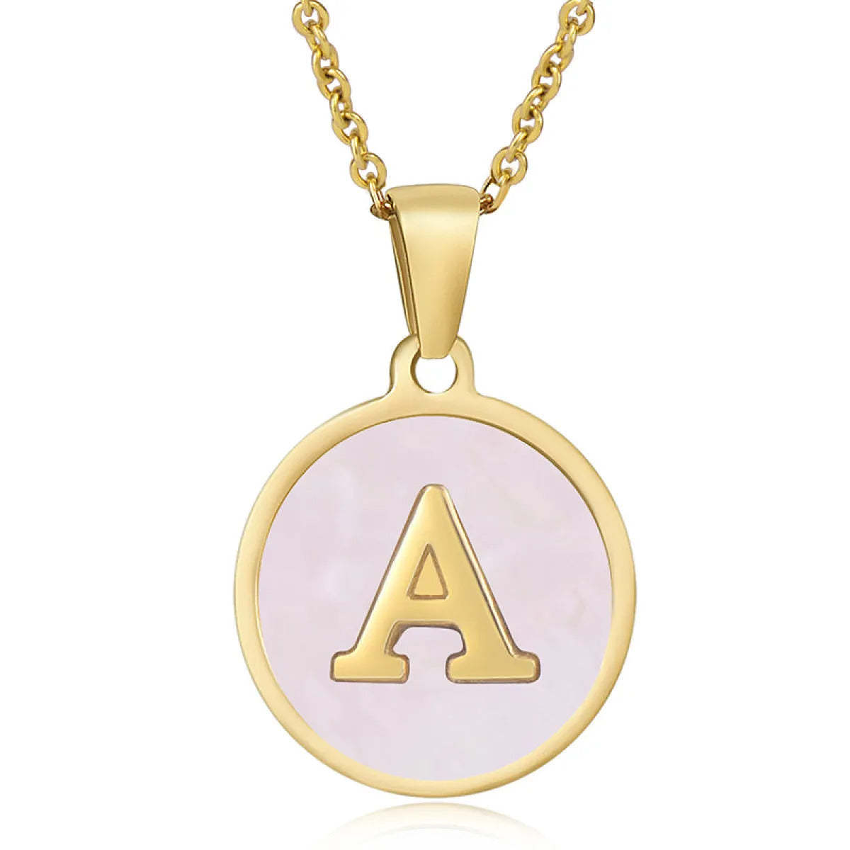 A-Z Letter Charms Round Enamel Alphabet Initial Necklace