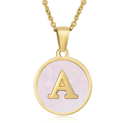 A-Z Letter Charms Round Enamel Alphabet Initial Necklace