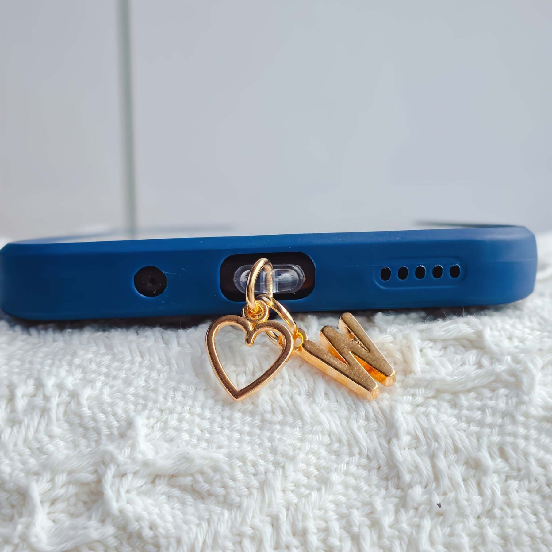 ⏰$9.99 ONLY ONE DAY🔥A-Z Letter Pendant Stylish Heart-Shaped Charging Port Dust Cover