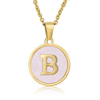 A-Z Letter Charms Round Enamel Alphabet Initial Necklace