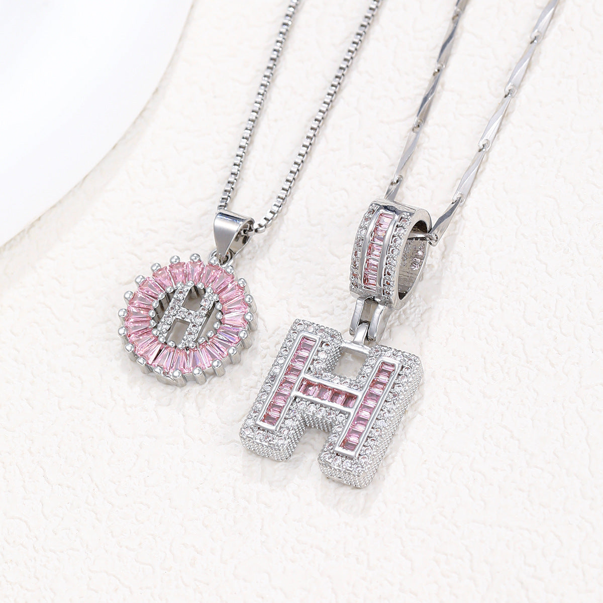 【Limit Edition Color-Pink】2 Pack - Initial Letter Pendant Necklaces
