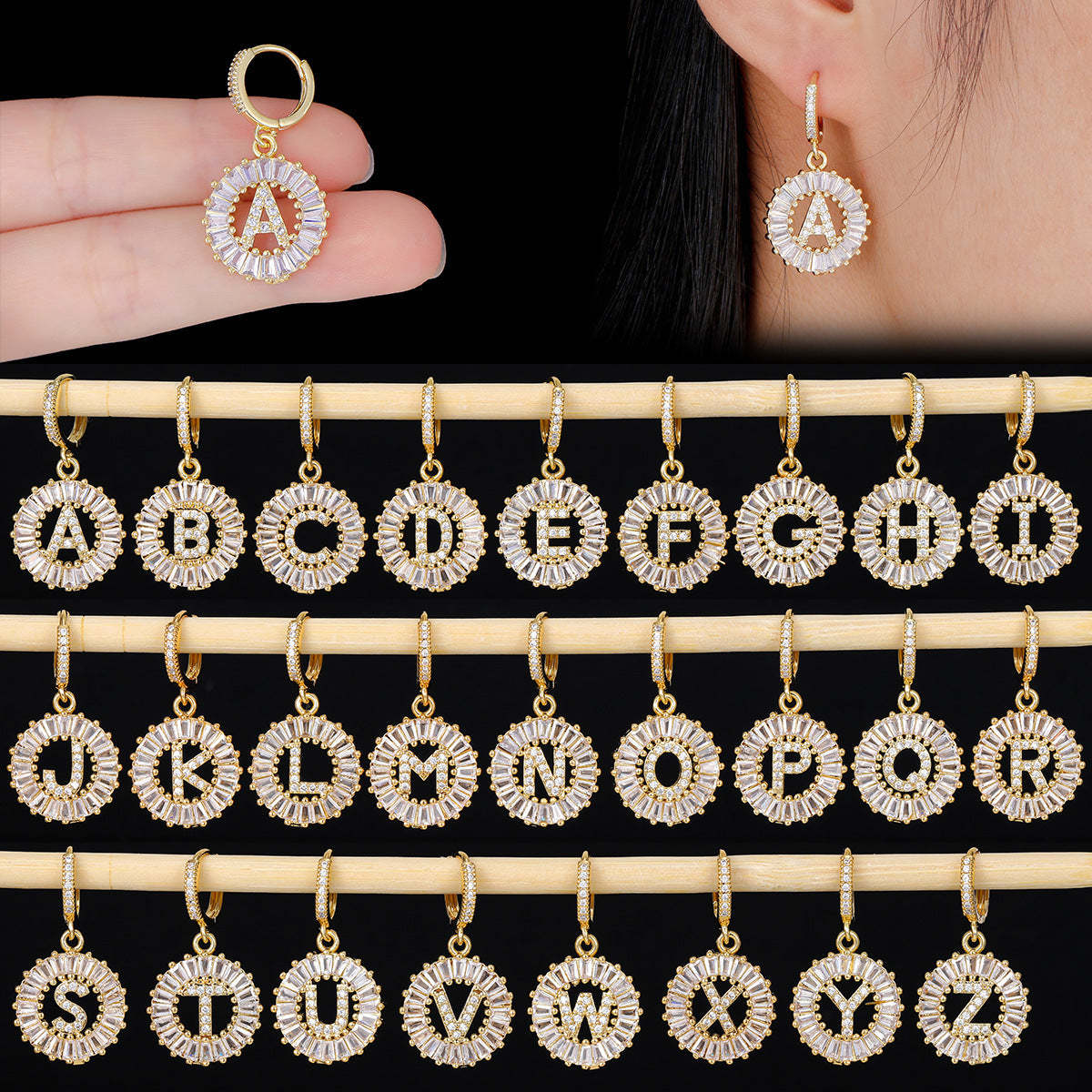 【LAST DAY 49% OFF】Initial Letter Pendant Earrings