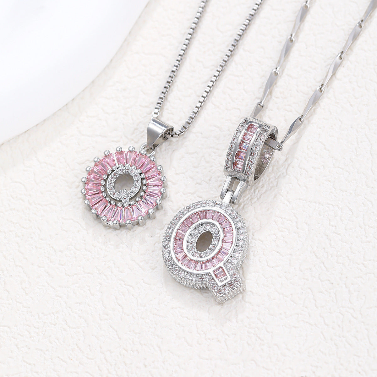 【Limit Edition Color-Pink】2 Pack - Initial Letter Pendant Necklaces