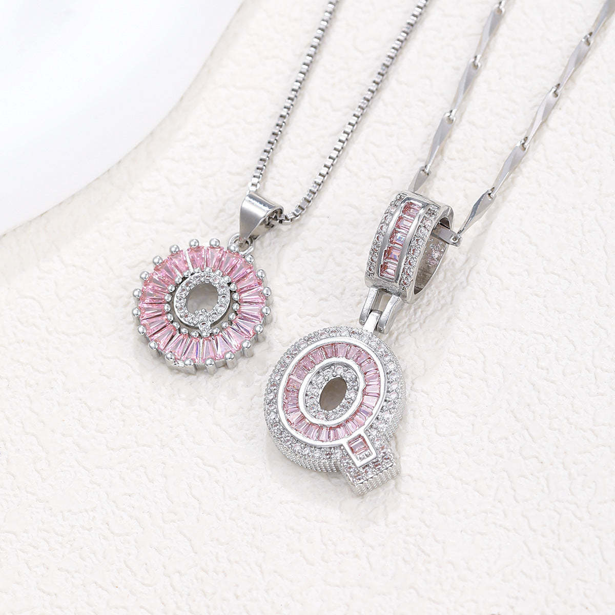 【Limit Edition Color-Pink】2 Pack - Initial Letter Pendant Necklaces