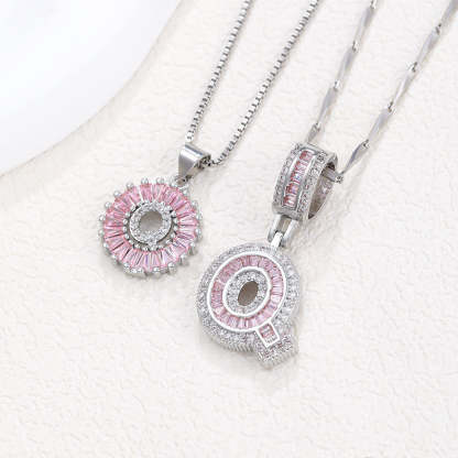 【Limit Edition Color-Pink】2 Pack - Initial Letter Pendant Necklaces