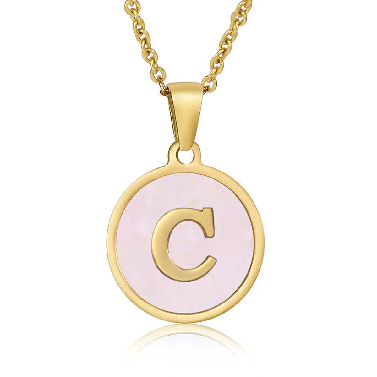 A-Z Letter Charms Round Enamel Alphabet Initial Necklace