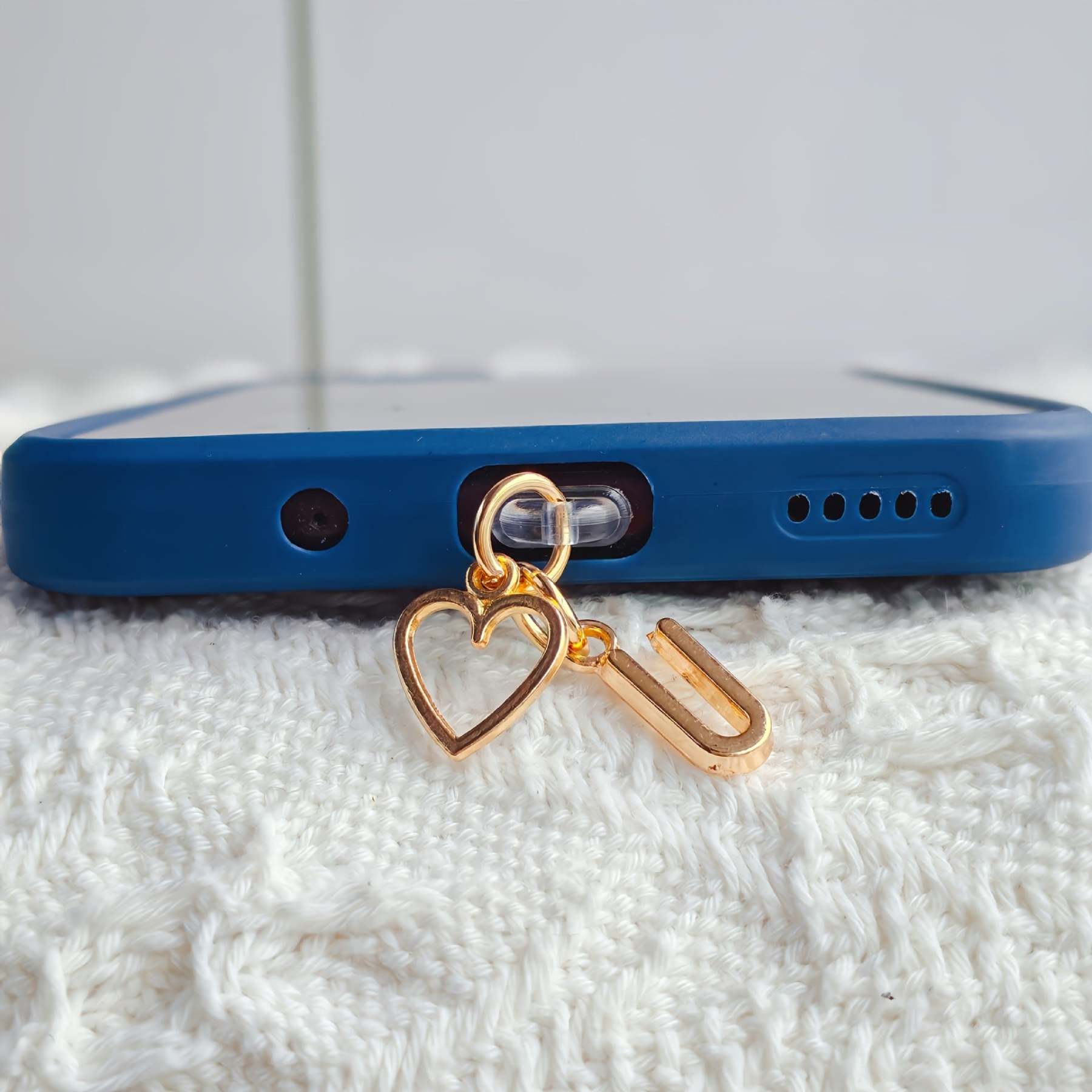 ⏰$9.99 ONLY ONE DAY🔥A-Z Letter Pendant Stylish Heart-Shaped Charging Port Dust Cover