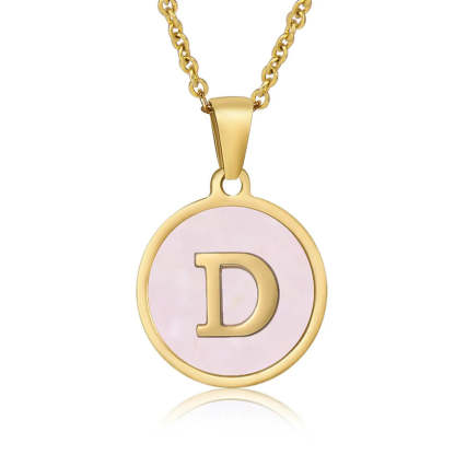 A-Z Letter Charms Round Enamel Alphabet Initial Necklace