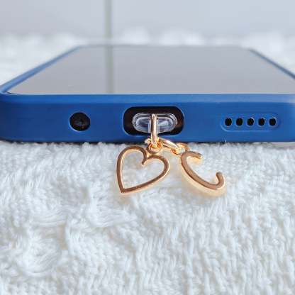 ⏰$9.99 ONLY ONE DAY🔥A-Z Letter Pendant Stylish Heart-Shaped Charging Port Dust Cover