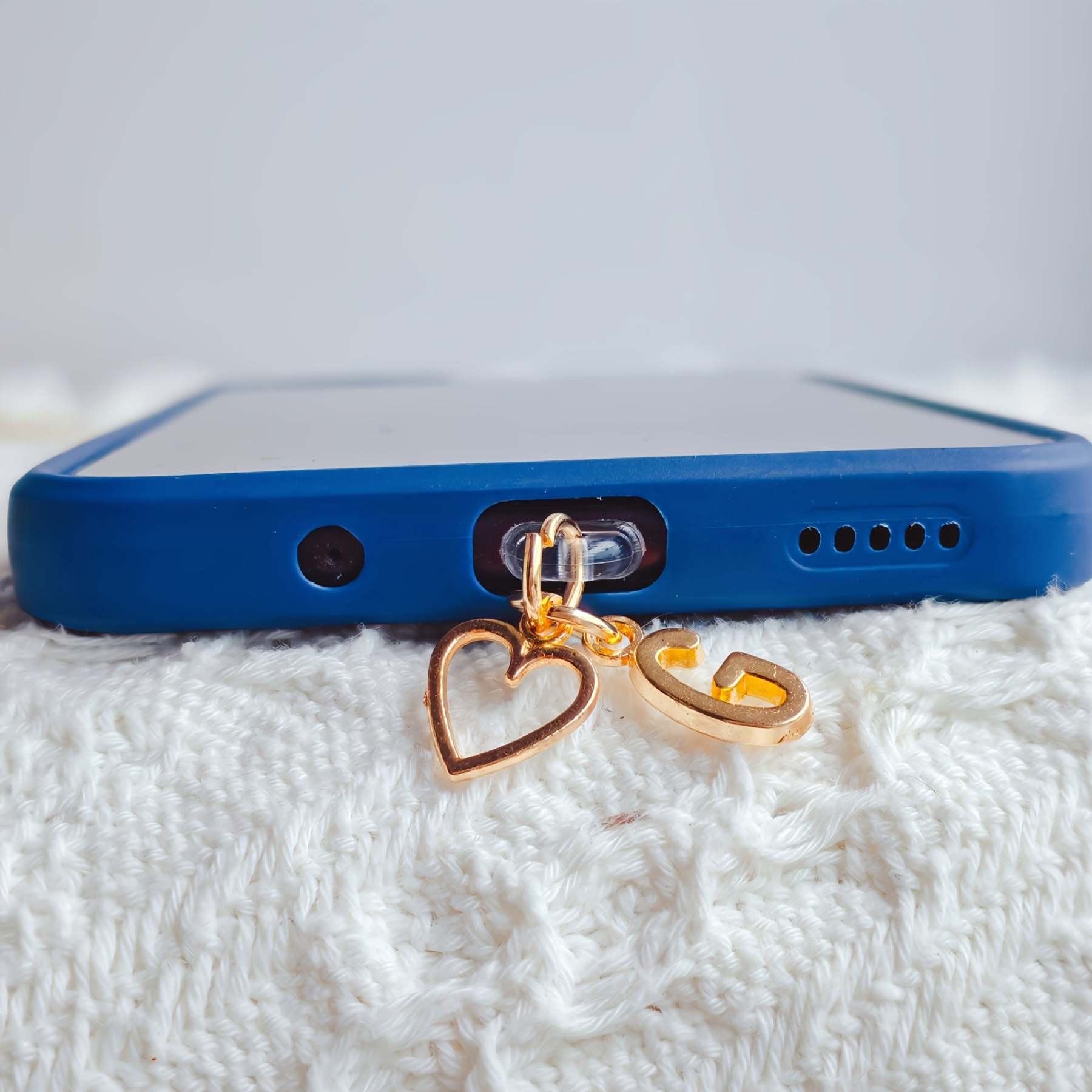 ⏰$9.99 ONLY ONE DAY🔥A-Z Letter Pendant Stylish Heart-Shaped Charging Port Dust Cover